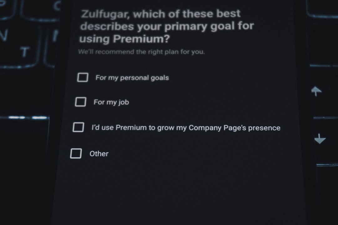 Survey asking about premium subscription goals.